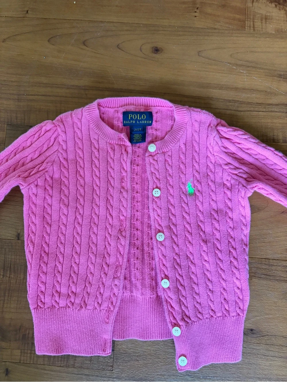 Ralph Lauren Pink Cable-Knit Cardigan Sweater size 2T